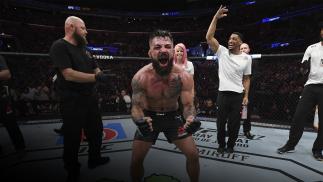 SUNRISE, FL - APRIL 27: Mike Perry celebrates his victory over Alex Oliveira of Brazil in their welterweight bout during the UFC Fight Night event at BB&T Center on April 27, 2019 in Sunrise, Florida. (Photo by Jeff Bottari/Zuffa LLC/Zuffa LLC via Getty Images)