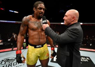 JACKSONVILLE, FLORIDA - MAY 09: Ryan Spann is interviewed by Joe Rogan after his victory over \ in their light heavyweight fight during the UFC 249 event at VyStar Veterans Memorial Arena on May 09, 2020 in Jacksonville, Florida. (Photo by Jeff Bottari/Zuffa LLC)