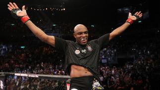 Anderson Silva celebrates after knocking out Yushin Okami in the UFC Middleweight Championship bout at UFC 134 at HSBC Arena on August 27, 2011 in Rio de Janeiro, Brazil. (Photo by Al Bello/Zuffa LLC)