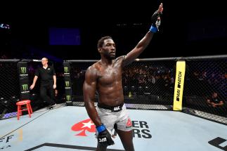 Jared Cannonier celebrates his TKO victory over Jack Hermansson of Sweden in their middleweight bout during the UFC Fight Night event at Royal Arena on September 28, 2019 in Copenhagen, Denmark. (Photo by Jeff Bottari/Zuffa LLC via Getty Images)