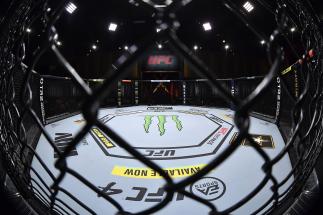 A general view of the Octagon prior to the UFC 255 event at UFC APEX on November 21, 2020 in Las Vegas, Nevada. (Photo by Jeff Bottari/Zuffa LLC)