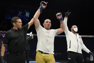 Glover Teixeira of Brazil celebrates his victory over Anthony Smith in their light heavyweight bout during the UFC Fight Night Event at VyStar Veterans Memorial Arena on May 13, 2020 in Jacksonville, Florida. (Photo by Cooper Neill/Zuffa LLC via Getty Images)