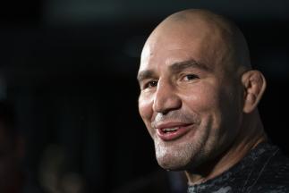 Glover Teixeira in the media scrum during the UFC Fight Night Open Workouts at Rogers Arena on September 11, 2019 in Vancouver, Canada. (Photo by Rich Lam/Zuffa LLC/Zuffa LLC)