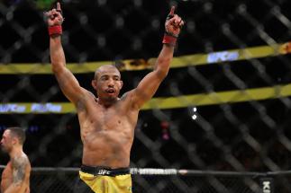 Jose Aldo celebrates after his fight against Frankie Edgar over during the UFC 200 event at T-Mobile Arena on July 9, 2016 in Las Vegas, Nevada. (Photo by Rey Del Rio/Getty Images)
