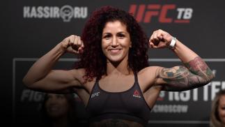 Pannie Kianzad of Iran poses on the scale during the UFC Fight Night weigh-ins at CSKA Arena on November 08, 2019 in Moscow, Russia. (Photo by Jeff Bottari/Zuffa LLC)