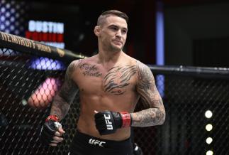 Dustin Poirier prepares to fight Dan Hooker of New Zealand in their lightweight fight during the UFC Fight Night event at UFC APEX on June 27, 2020 in Las Vegas, Nevada. (Photo by Chris Unger/Zuffa LLC)