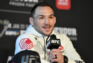 Michael Chandler addresses the media after the UFC 257 event inside Etihad Arena on UFC Fight Island on January 23, 2021 in Abu Dhabi, United Arab Emirates. (Photo by Chris Unger/Zuffa LLC)