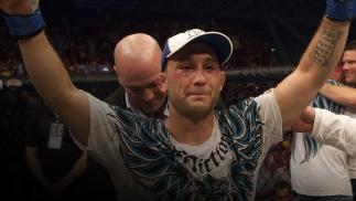 Frankie Edgar (white/green shorts) def. BJ Penn (white shorts) - Unanimous decision during UFC 112 at Yas Island on April 10, 2010 in Abu Dhabi, United Arab Emirates. (Photo by Josh Hedges/Zuffa LLC via Getty Images)