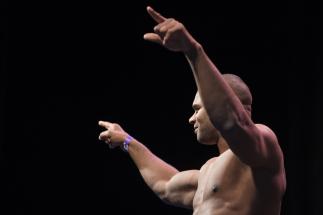 Alistair Overeem stands on the scale during the UFC 185 weigh-ins at the Kay Bailey Hutchison Convention Center on March 13, 2015 in Dallas, Texas. (Photo by Cooper Neill/Zuffa LLC)