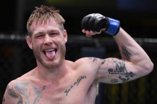Kevin Croom reacts after his submission victory over Roosevelt Roberts in a lightweight fight during the UFC Fight Night event at UFC APEX on September 12, 2020 in Las Vegas, Nevada. (Photo by Jeff Bottari/Zuffa LLC)