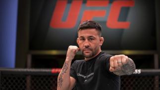 Pedro Munhoz poses for a photo inside the UFC APEX during UFC Fight Night: Rozenstruik Vs Gane media day (Photo by Nolan Walker/Zuffa LLC)