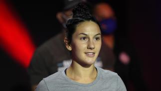 Cheyanne Buys prepares to fight Hilarie Rose in a strawweight bout during week three of Dana White's Contender Series Season 4 at UFC APEX on August 18, 2020 in Las Vegas, Nevada. (Photo by Chris Unger/DWCS LLC/Zuffa LLC)