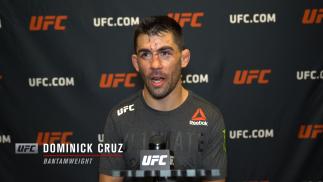 Dominick Cruz reacts with UFC.com after his split decision victory over bantamweight Casey Kenney at UFC 259: Blachowicz vs Adesanya on March 6, 2021.