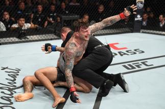 Gregor Gillespie celebrates his TKO victory over Yancy Medeiros in their lightweight bout during the UFC Fight Night event at the Barclays Center on January 19, 2019 in the Brooklyn borough of New York City. (Photo by Josh Hedges/Zuffa LLC)
