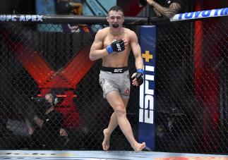 Kai Kara-France of New Zealand reacts after his knockout victory over Rogerio Bontorin of Brazil in their flyweight fight during the UFC 259 event at UFC APEX on March 06, 2021 in Las Vegas, Nevada. (Photo by Chris Unger/Zuffa LLC)