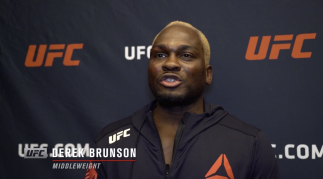 Derek Brunson reacts with UFC.com after his unanimous decision victory over middleweight opponent Kevin Holland at UFC Fight Night: Brunson vs Holland on March 20, 2021.
