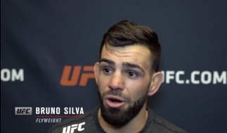 Bruno Silva reacts with UFC.com after his second-round TKO victory over flyweight JP Buys at UFC Fight Night: Brunson vs Holland on March 20, 2021.