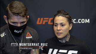 Montserrat Conejo Ruiz reacts with UFC.com after her unanimous decision victory over women's strawweight Cheyanne Buys at UFC Fight Night: Brunson vs Holland on March 20, 2021