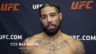 Maxx Griffin reacts with UFC.com after his TKO victory over welterweight Song Kenan at UFC Fight Night: Brunson vs Holland on March 20, 2021.