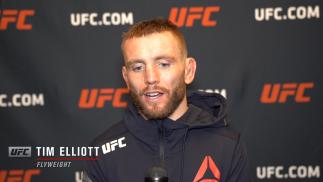 Tim Elliott reacts with UFC.com after his unanimous decision victory over flyweight Jordan Espinosa at UFC 259: Blachowicz vs Adesanya on March 6, 2021.