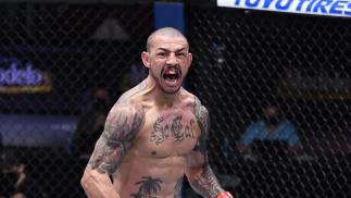 Cub Swanson celebrates his KO victory over Daniel Pineda in their featherweight bout during the UFC 256 event at UFC APEX on December 12, 2020 in Las Vegas, Nevada. (Photo by Jeff Bottari/Zuffa LLC)