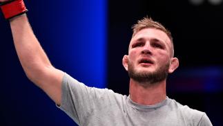 Jonathan Pearce celebrates after his knockout victory over Jacob Rosales in their lightweight bout during Dana White's Contender Series at the UFC Apex on July 9, 2019 in Las Vegas, Nevada. (Photo by Chris Unger/DWCS LLC)