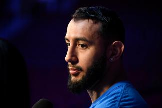 Dominick Reyes is interviewed backstage during the UFC 247 ceremonial weigh-in at the Toyota Center on February 7, 2020 in Houston, Texas. (Photo by Mike Roach/Zuffa LLC)