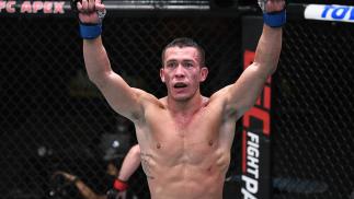 Hunter Azure reacts after the conclusion of his bantamweight fight against Cole Smith during the UFC Fight Night event at UFC APEX on September 05, 2020 in Las Vegas, Nevada. (Photo by Chris Unger/Zuffa LLC).jpg