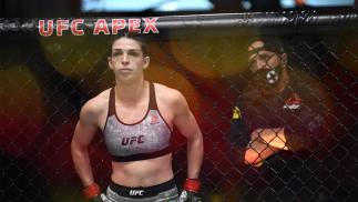 Mackenzie Dern stands in her corner prior to her women's strawweight bout against Virna Jandiroba of Brazil during the UFC 256 event at UFC APEX on December 12, 2020 in Las Vegas, Nevada. (Photo by Jeff Bottari/Zuffa LLC)
