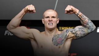 Marvin Vettori of Italy poses on the scale during the UFC Fight Night weigh-in at UFC APEX on December 04, 2020 in Las Vegas, Nevada. (Photo by Chris Unger/Zuffa LLC via Getty Images)