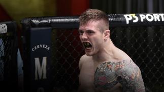 Marvin Vettori of Italy celebrates after his submission victory over Karl Roberson in their middleweight fight during the UFC Fight Night event at UFC APEX on June 13, 2020 in Las Vegas, Nevada. (Photo by Chris Unger/Zuffa LLC)