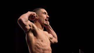 Robert Whittaker steps onto the scale during the UFC 197: Weigh-ins at MGM Grand Hotel & Casino on April 22, 2016 in Las Vegas Nevada. (Photo by Brandon Magnus/Zuffa LLC/Zuffa LLC via Getty Images)