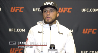 Daniel Rodriguez reacts with UFC.com after his unanimous decision victory over welterweight Mike Perry at UFC Fight Night: Vettori vs Holland on April 10, 2021.