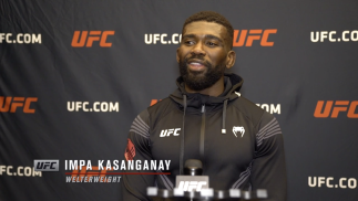Impa Kasaganay reacts with UFC.com after his second-round submission victory over UFC welterweight Sasha Palatnikov at UFC Fight Night: Vettori vs Holland on April 10, 2021.