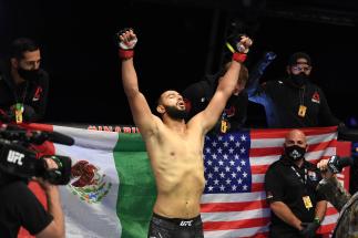 Dominick Reyes is introduced prior to facing Jan Blachowicz of Poland in their light heavyweight championship bout during UFC 253 inside Flash Forum on UFC Fight Island on September 27, 2020 in Abu Dhabi, United Arab Emirates. (Photo by Josh Hedges/Zuffa LLC)