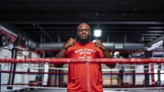 Derrick Lewis poses for a picture at Main Street Boxing and Muay Thai in Houston, Texas (photo by Nolan Walker/Zuffa LLC)