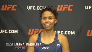 Luana Carolina reacts with UFC.com after her split decision victory over UFC flyweight Poliana Botelho at UFC Fight Night: Reyes vs Prochazka on May 1, 2021.