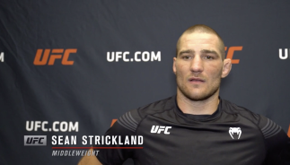 Sean Strickland reacts with UFC.com after his unanimous decision victory over UFC middleweight Krzysztof Jotko at UFC Fight Night: Reyes vs Prochazka on May 1, 2021.