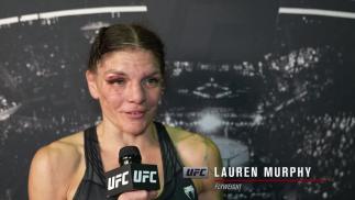 Lauren Murphy reacts with UFC.com after her split decision victory over flyweight Joanne Calderwood at UFC 263: Adesanya vs Vettori 2 on June 12, 2021