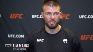 Tim Means reacts with UFC.com after his unanimous decision victory over welterweight Nicolas Dalby at UFC Fight Night: Gane vs Volkov on June 26, 2021.