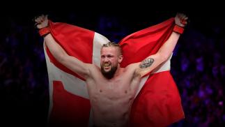 Nicolas Dalby of Denmark reacts after the conclusion of his welterweight bout against Alex Oliveira of Brazil during the UFC Fight Night event at Royal Arena on September 28, 2019 in Copenhagen, Denmark. (Photo by Jeff Bottari/Zuffa LLC)
