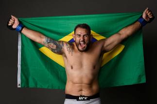 Augusto Sakai of Brazil poses for a portrait backstage during the UFC Fight Night event at BB&T Center on April 27, 2019 in Sunrise, Florida. (Photo by Mike Roach/Zuffa LLC/Zuffa LLC via Getty Images)