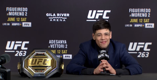 Brandon Moreno speaks to the media after his UFC 263 victory and becoming the UFC flyweight champion