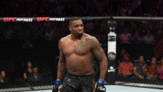 Walt Harris reacts after defeating Aleksei Oleinik of Russia in their heavyweight bout during the UFC Fight Night event at AT&T Center on July 20, 2019 in San Antonio, Texas. (Photo by Josh Hedges/Zuffa LLC)