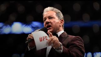 UFC Octagon Announcer Bruce Buffer introduces Glover Teixeira of Brazil before facing Anthony Johnson in their light heavyweight bout during the UFC 202 event at T-Mobile Arena on August 20, 2016 in Las Vegas, Nevada. (Photo by Jeff Bottari/Zuffa LLC)