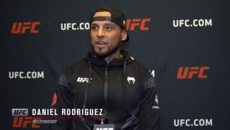 Daniel Rodriguez reacts with UFC.com after his TKO victory over welterweight Preston Parsons at UFC Fight Night: Makhachev vs Moises on July 17, 2021.