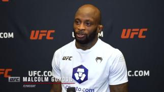Malcolm Gordon reacts with UFC.com after his unanimous decision victory over flyweight Francisco Figueiredo at UFC Fight Night: Makhachev vs Moises on July 17, 2021.