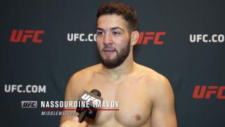Nassourdine Imavov reacts with UFC.com after his TKO victory over middleweight Ian Heinisch at UFC Fight Night: Sandhagen vs Dillashaw on July 24 2021.