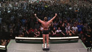 Conor McGregor of Ireland poses on the scale during the UFC 229 weigh-in inside T-Mobile Arena on October 5, 2018 in Las Vegas, Nevada. (Photo by Josh Hedges/Zuffa LLC/Zuffa LLC via Getty Images)