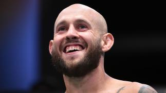 Brian Kelleher celebrates after his victory over Ray Rodriguez in a featherweight fight during the UFC Fight Night event at UFC APEX on September 05, 2020 in Las Vegas, Nevada. (Photo by Chris Unger/Zuffa LLC)